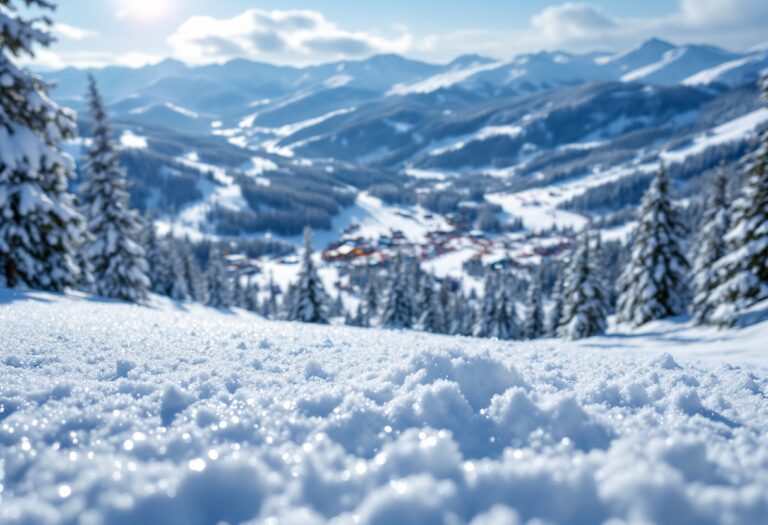 Scena di La Thuile con famiglie che sciano sulla neve