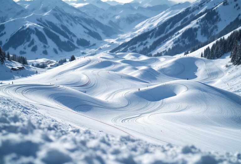 Panorama di Livigno con preparativi per le Olimpiadi 2026