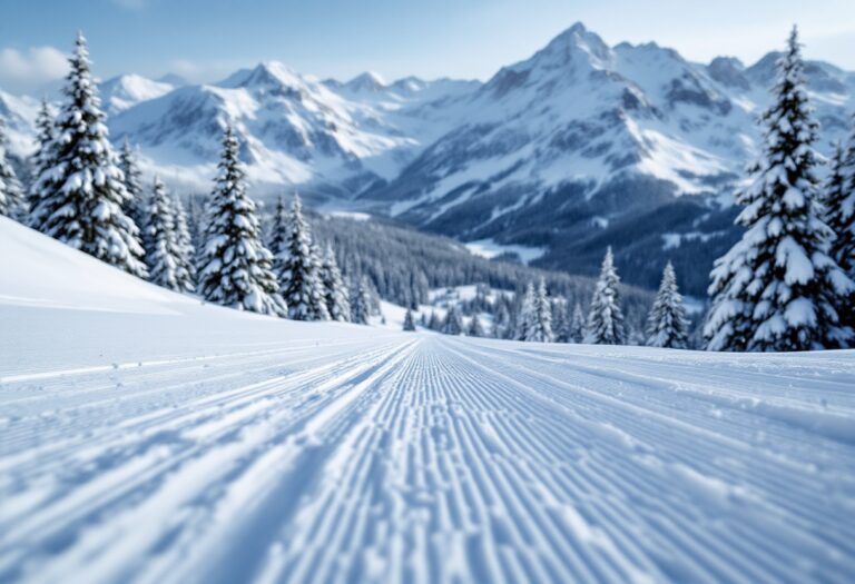 Panorama di una località sciistica italiana con neve