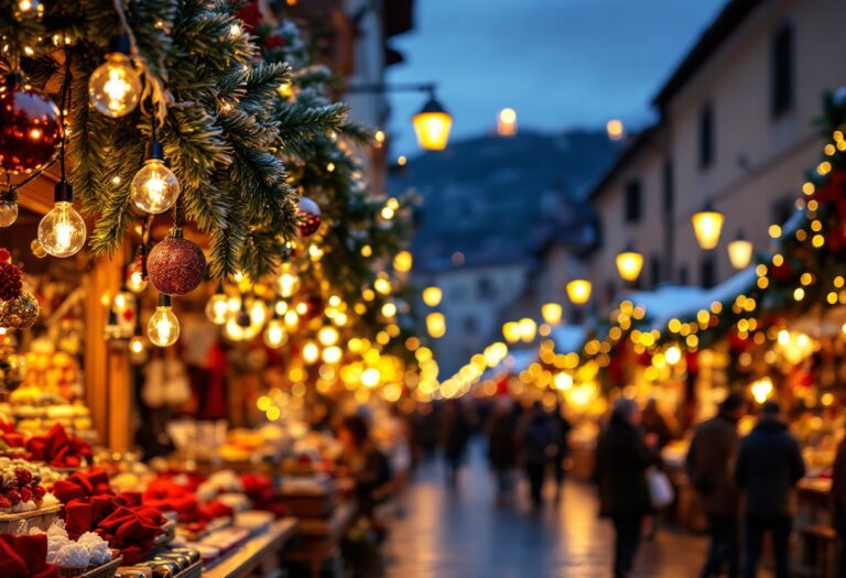 Natale a Gubbio con luci festive e tradizioni locali