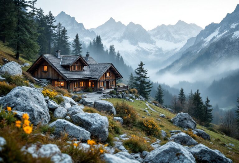 Vista panoramica dei masi altoatesini immersi nella natura