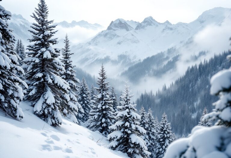 Panorama di un resort invernale in Italia con neve