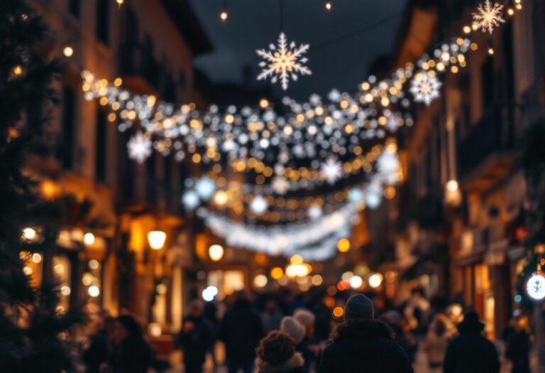 Vista di Mantova durante le festività natalizie