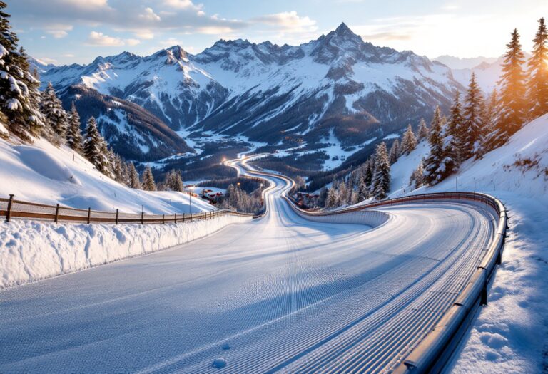 Vista della pista da bob a Cortina d'Ampezzo in preparazione per le Olimpiadi 2026