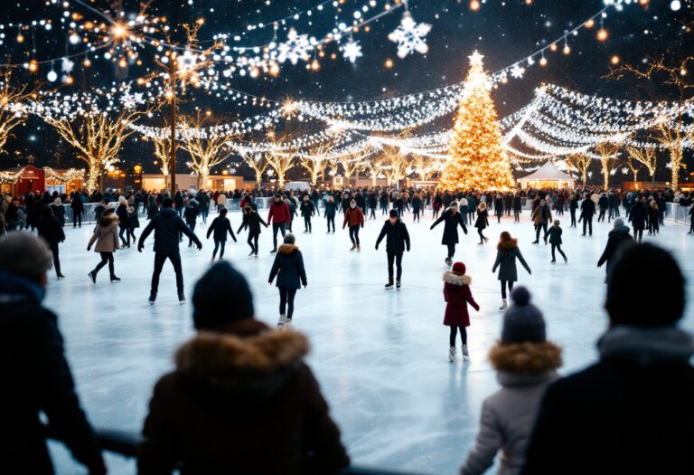 Pista di pattinaggio su ghiaccio a Ladispoli durante il Natale