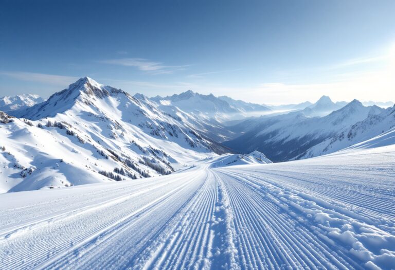 Sciatore in sicurezza su una pista innevata