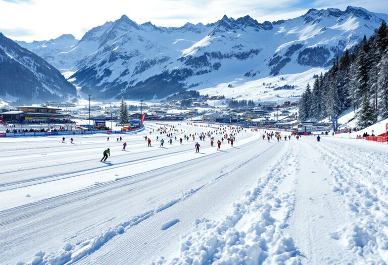 Atleti in azione durante una gara di skiathlon