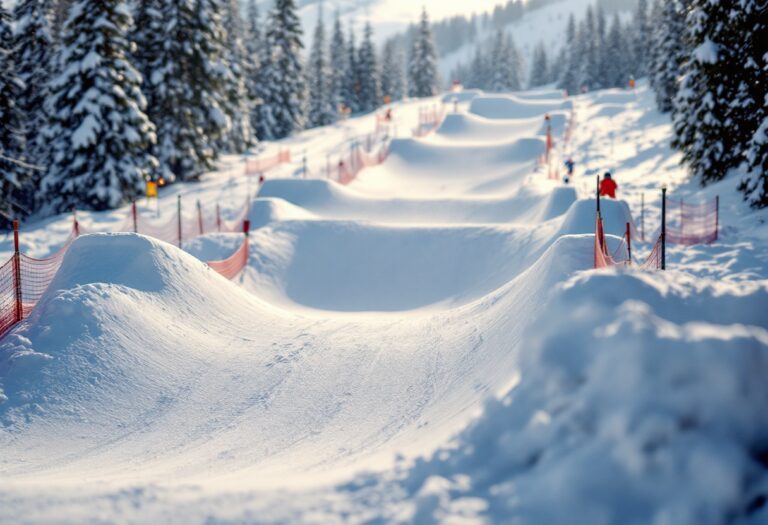 Atleta in azione durante una gara di snowboard cross