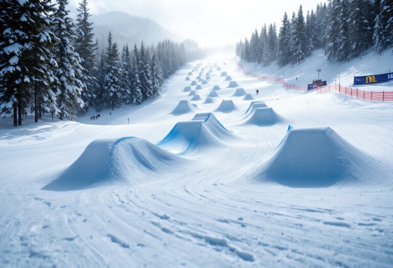 Atleti in azione durante una gara di snowboard cross