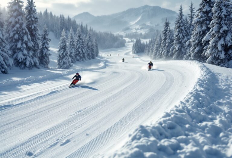 Atleti in azione durante una gara di snowboard cross