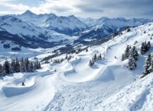 Atleti in azione durante una gara di snowboard cross