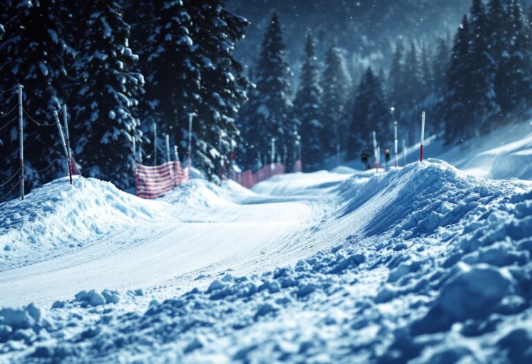 Atleta in azione durante una gara di snowboard cross