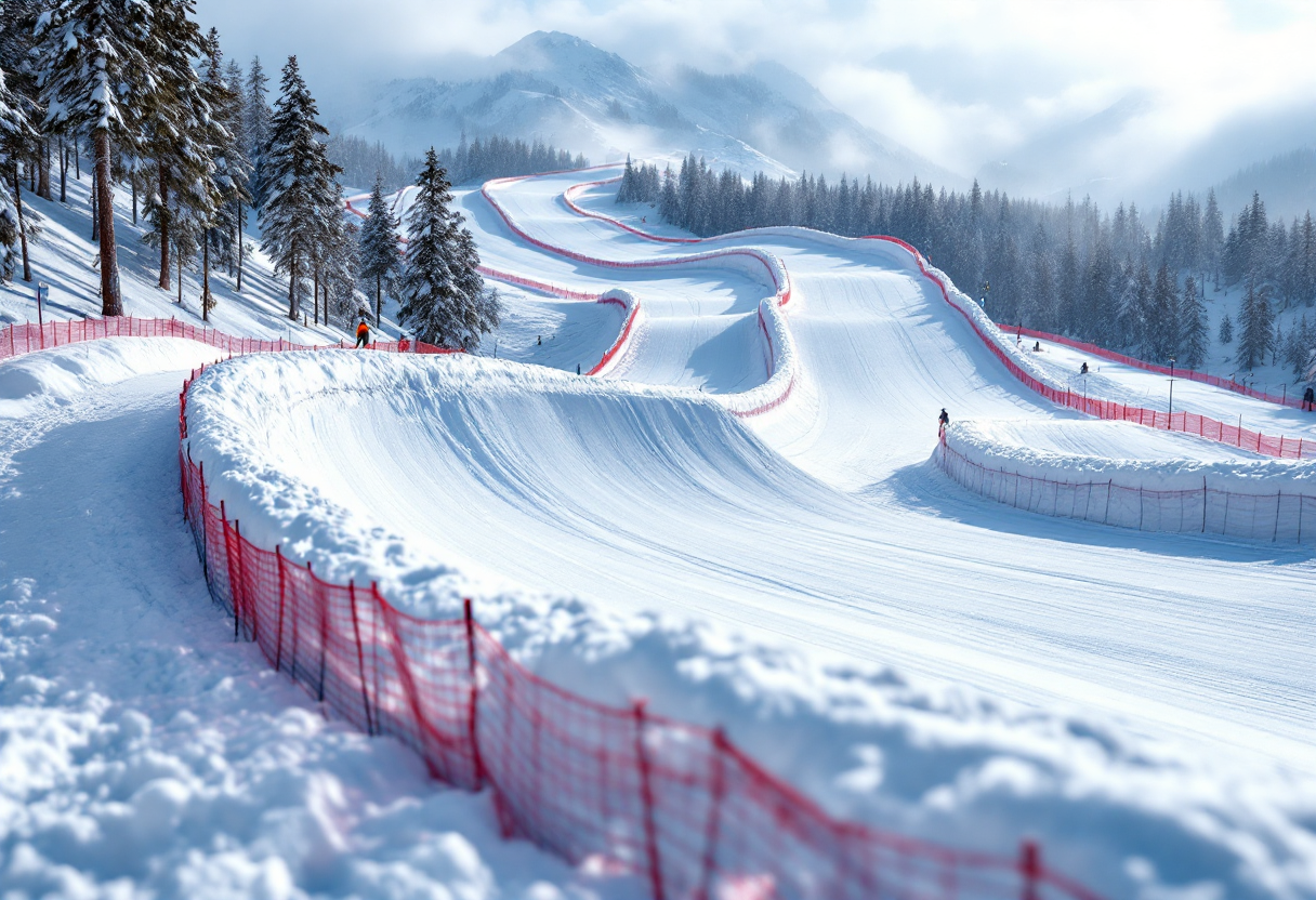 Atleti in azione durante una gara di snowboard cross