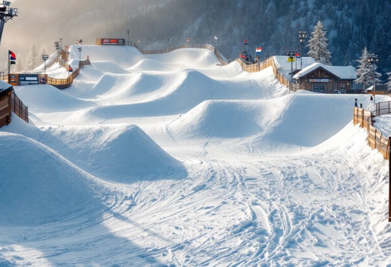 Atleti in azione durante una gara di snowboard cross