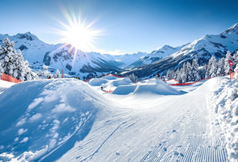 Atleta in azione durante una gara di snowboard cross a Davos