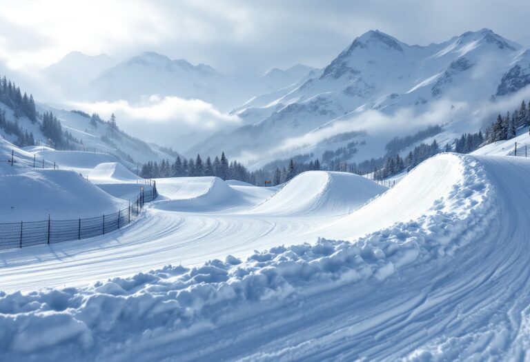 Atleta in azione durante una gara di snowboard cross a Livigno