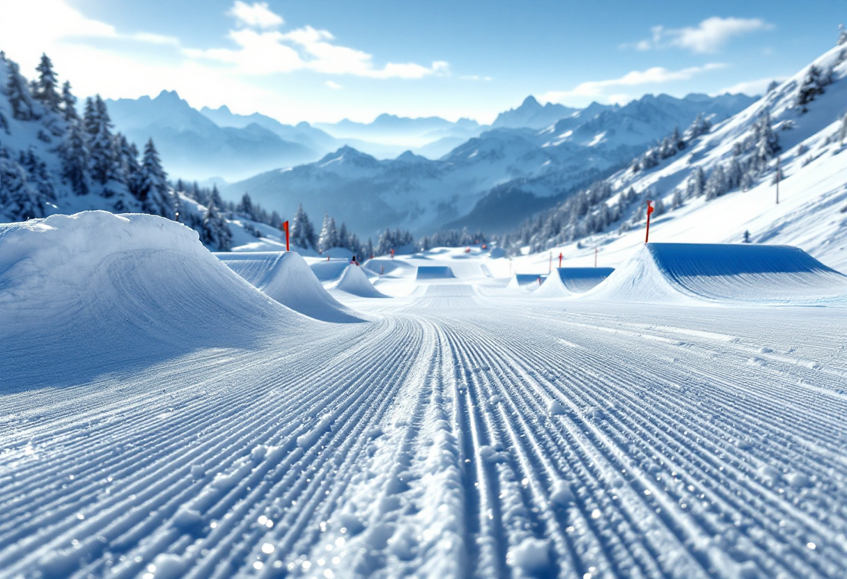 Atleti in azione durante una gara di snowboard cross in Finlandia