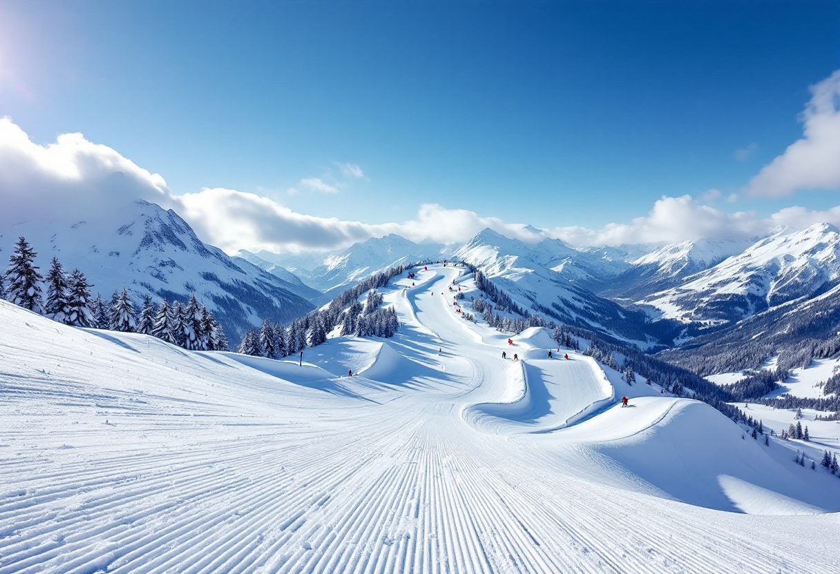 Atleta in azione durante una gara di snowboard cross in Italia