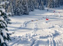 Atleti in azione durante il biathlon ad Arber, Germania