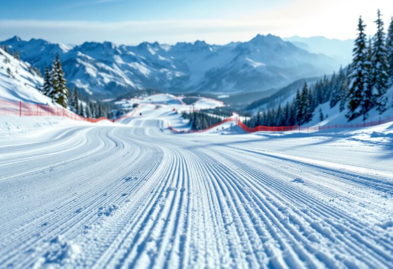 Atleta che pratica snowboard cross su una pista innevata