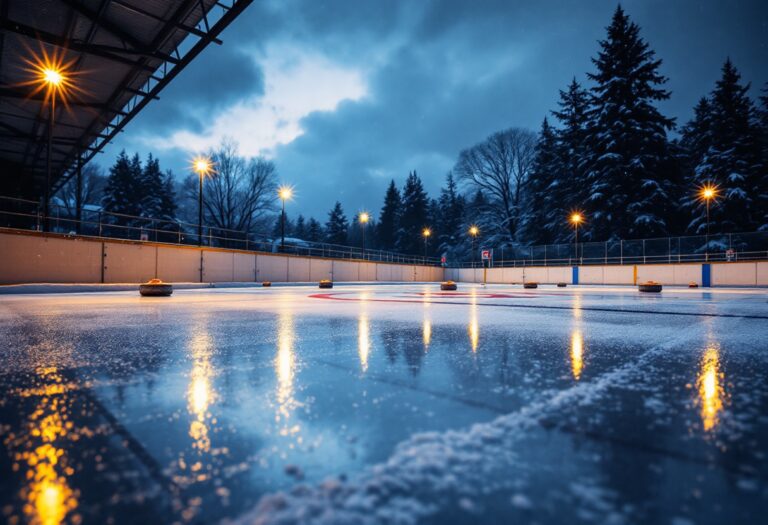 Giocatori di curling in azione durante una competizione nel 2025