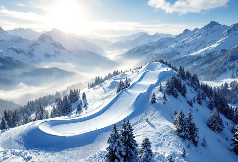 Atleta in azione durante una gara di snowboard cross