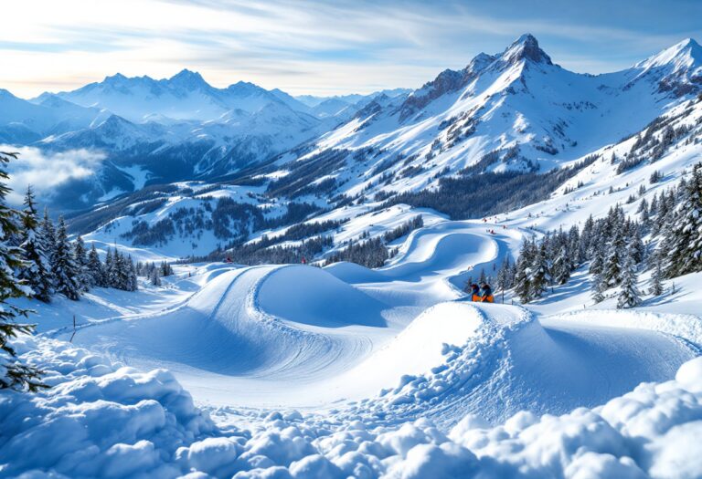 Atleta in azione durante una gara di snowboard cross