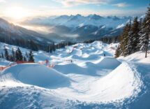 Atleti in azione durante le gare di snowboard cross