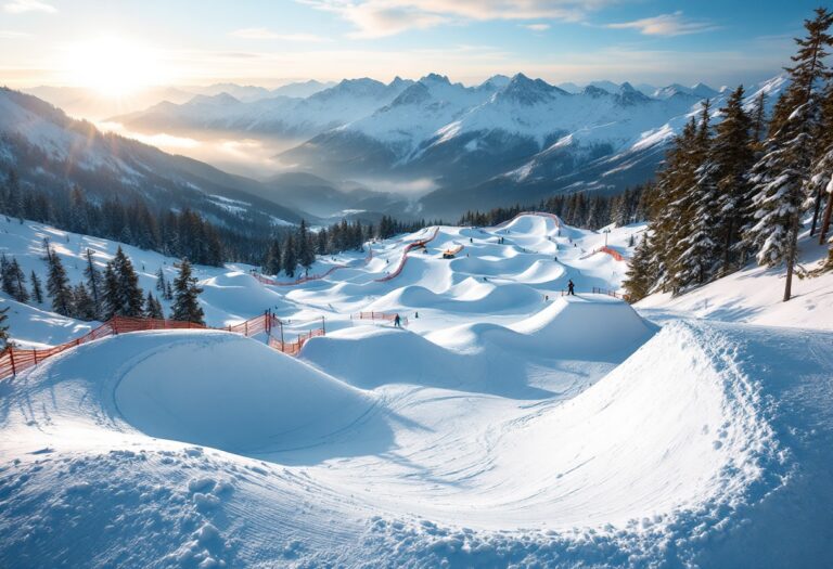 Atleti in azione durante le gare di snowboard cross