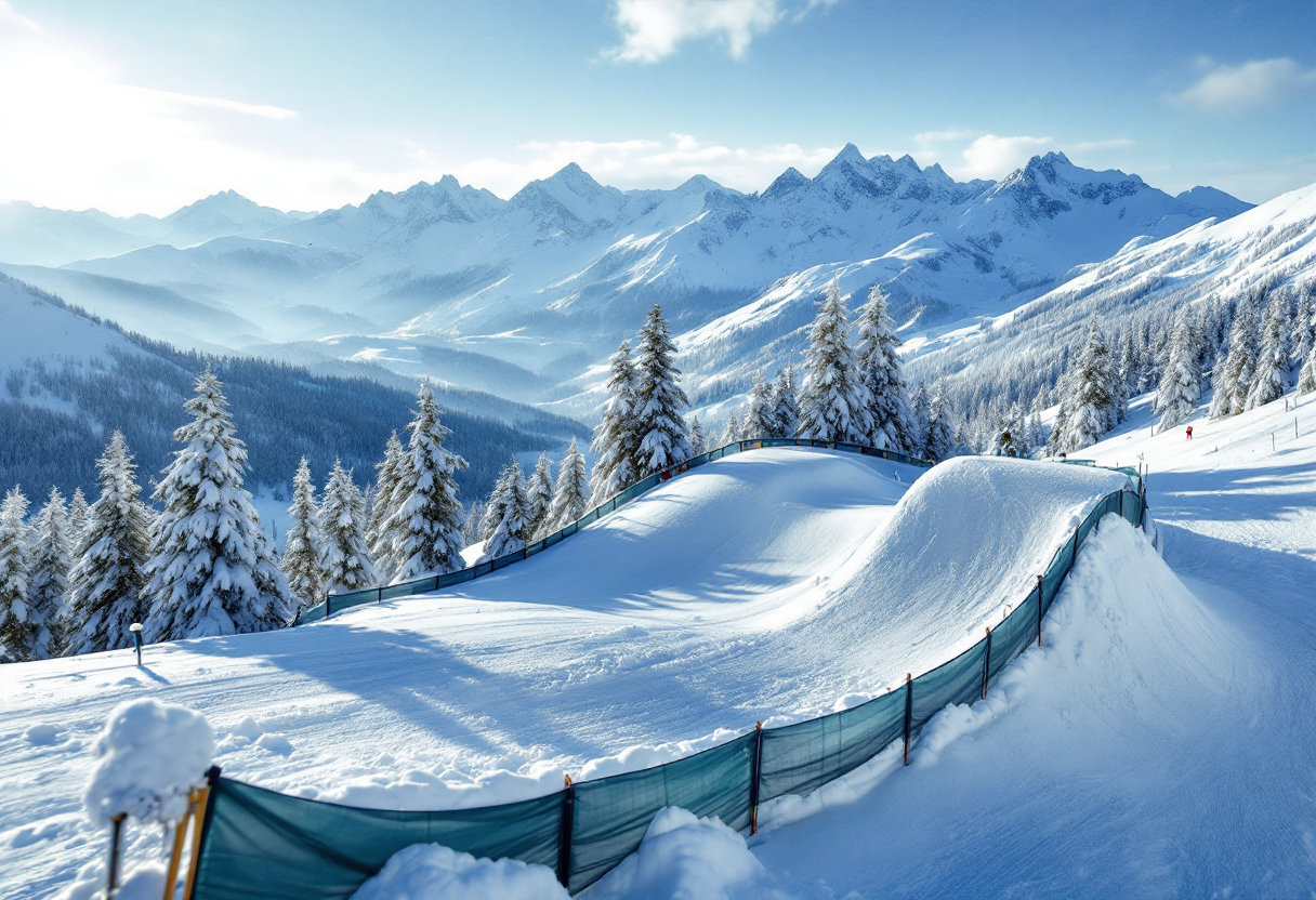 Atleti in azione durante una gara di snowboard cross