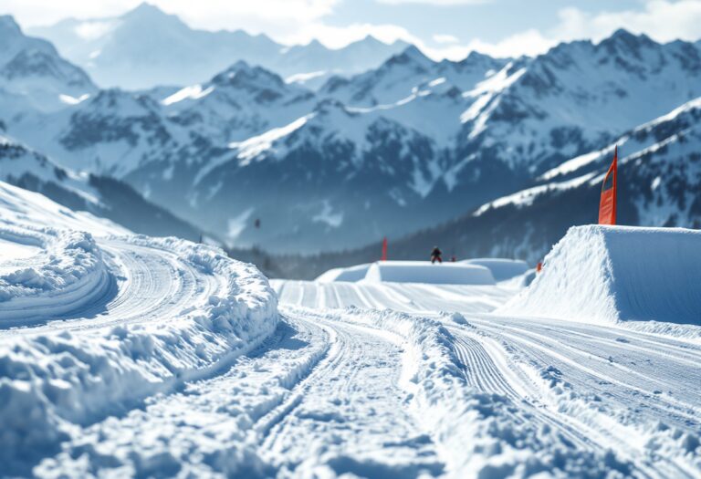 Atleti in gara durante una competizione di snowboard cross