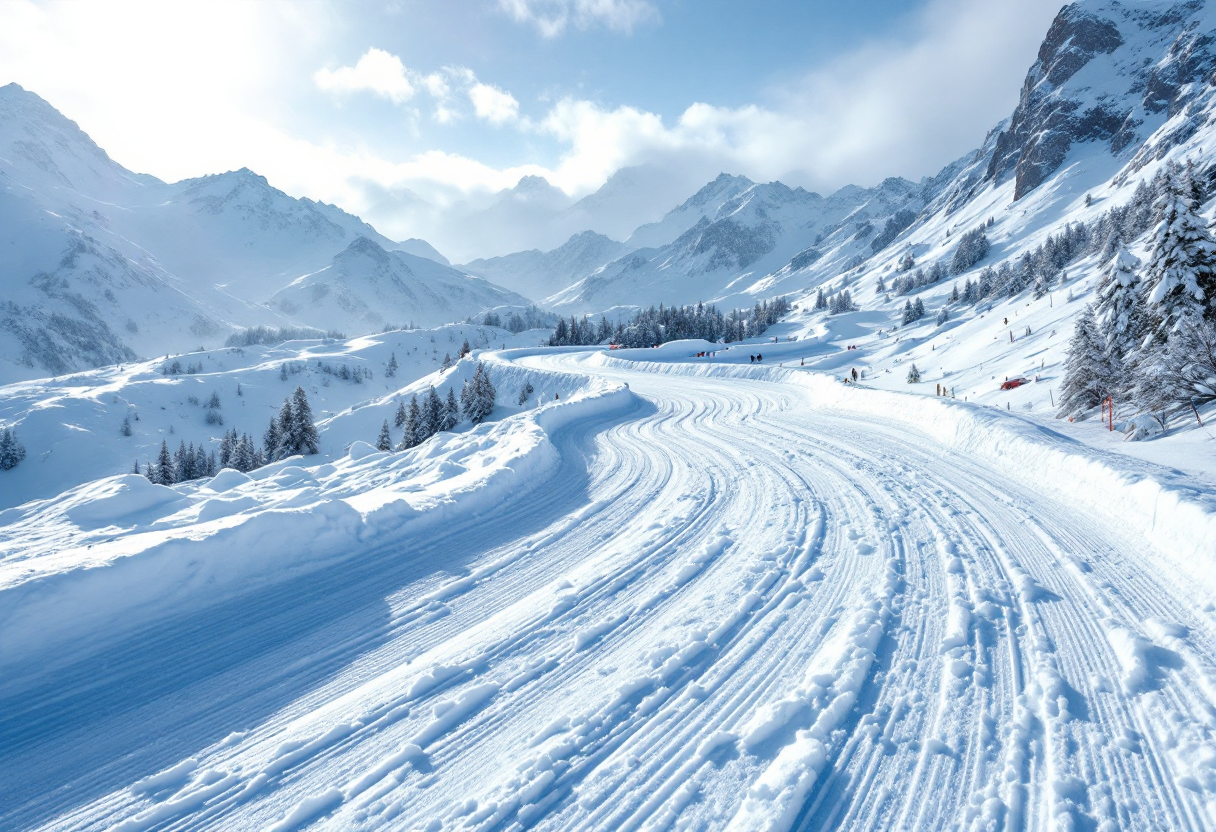 Atleti in azione durante una gara di snowboard cross