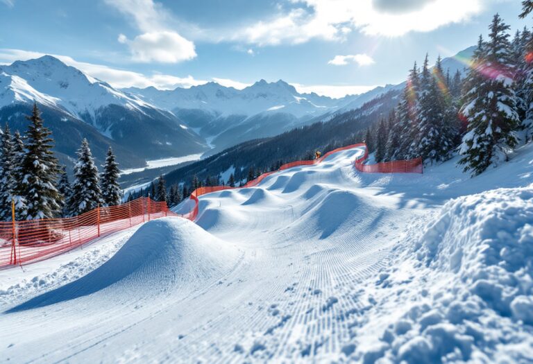 Atleti in azione durante una gara di snowboard cross