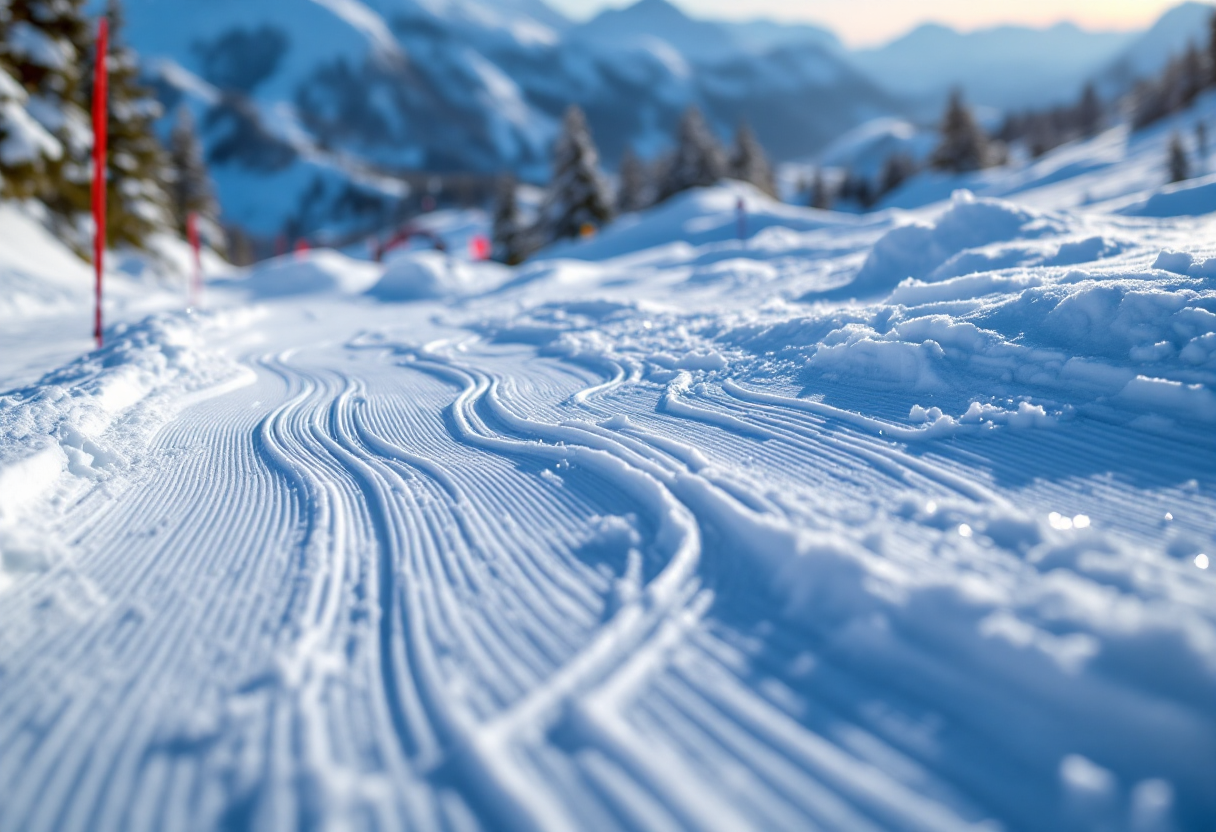 Atleta in azione durante una gara di snowboard cross