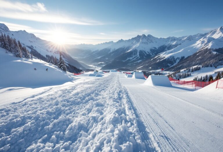 Atleti in azione durante una gara di snowboard cross