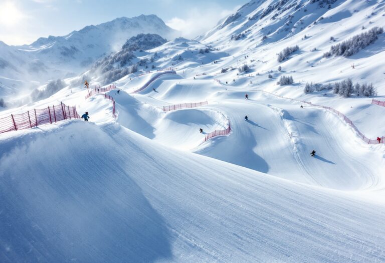 Atleti in azione durante una gara di snowboard cross