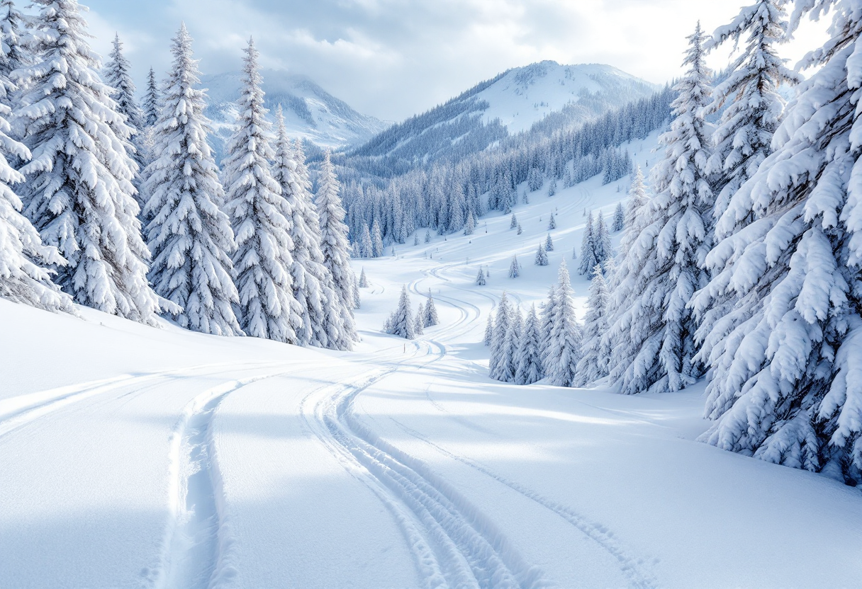 Panorama innevato di La Thuile, meta ideale per sciatori