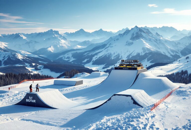 Atleta in azione durante il Big Air di snowboard in Austria