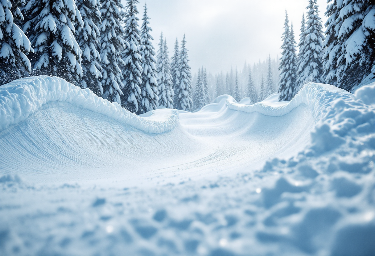 Atleta in azione durante una gara di snowboard cross