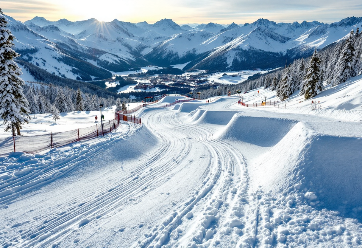 Atleti in azione durante una gara di snowboard cross