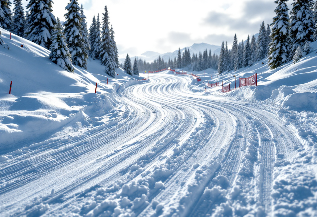 Atleti in azione durante una gara di snowboard cross