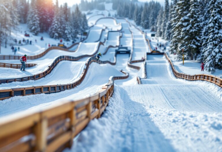 Atleti in azione durante una gara di snowboard cross