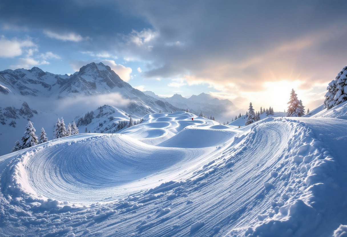 Atleta in azione durante una gara di snowboard cross in Italia