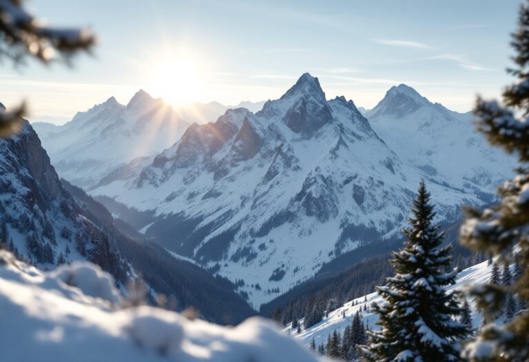 Paesaggio invernale dell'Abruzzo con neve e montagne