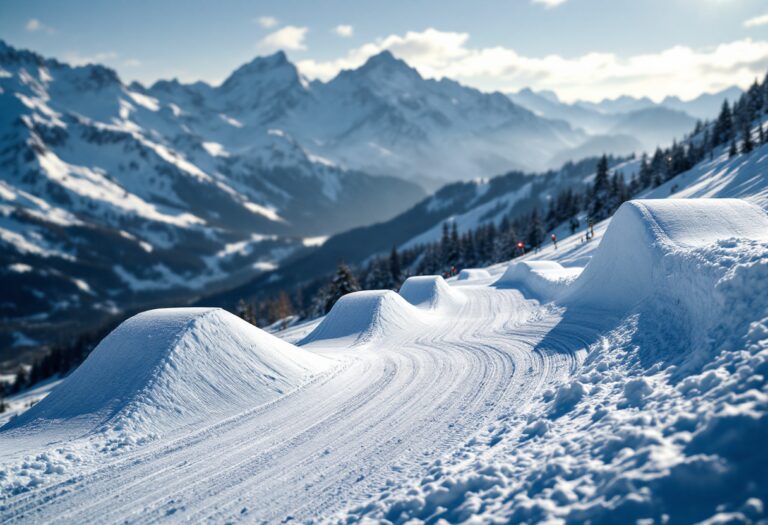 Atleta in azione durante una gara di snowboard cross