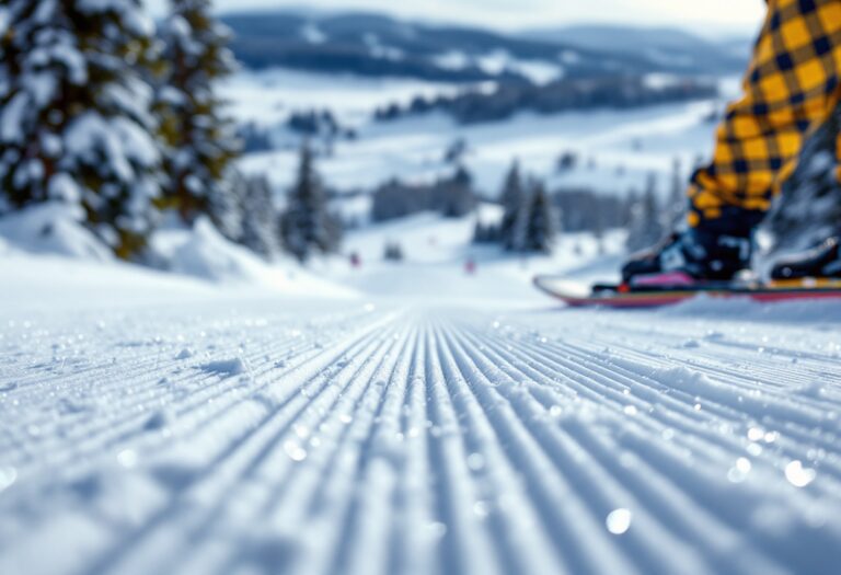 Atleta in gara di snowboard cross su una pista innevata