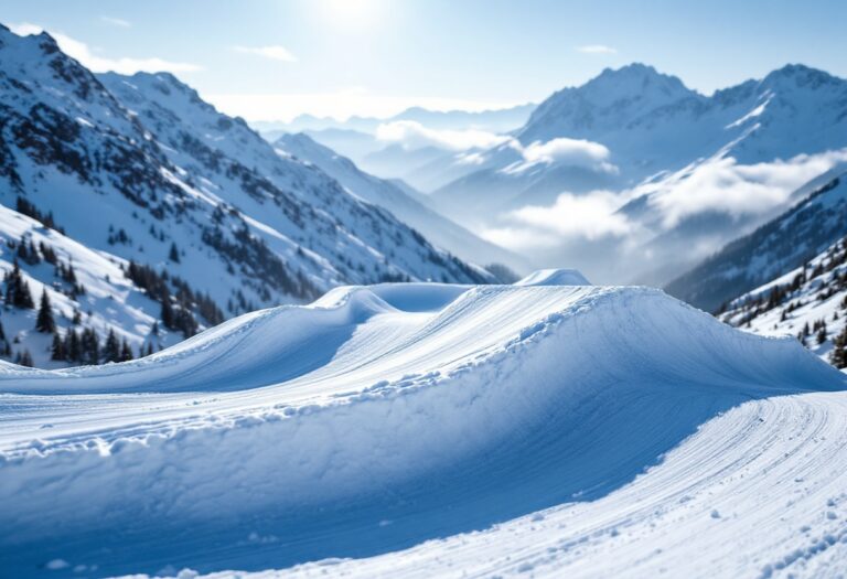 Atleta in gara di snowboard cross su una pista innevata