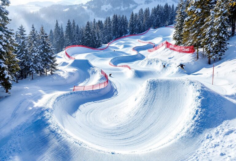 Atleta in azione durante una gara di snowboard cross