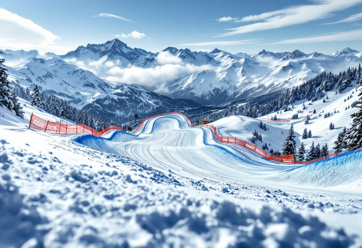 Atleti in azione durante una gara di snowboard cross