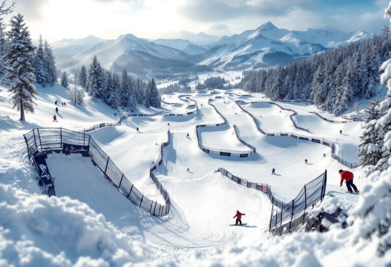 Atleti in azione durante una gara di snowboard cross